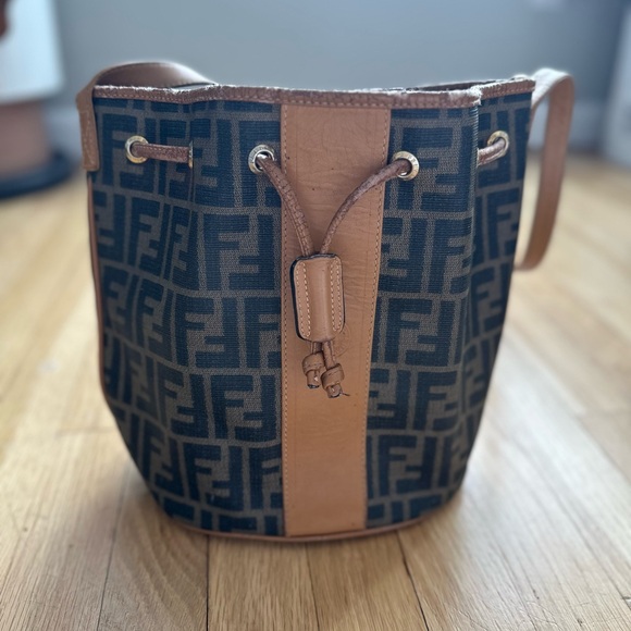 Fendi Handbags - Authentic Vintage Fendi Zucca Canvas Drawstring Bucket Bag